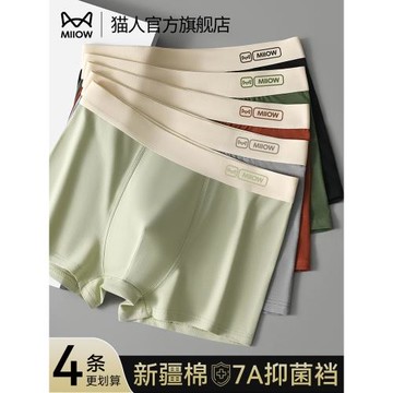 貓人青少年男士內褲男生青春期初中生高中生男孩發育期純棉平角褲