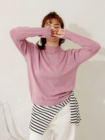 素面多色高領細針織上衣