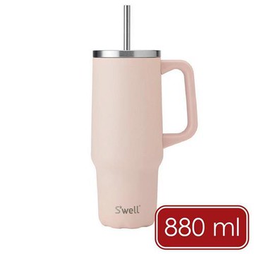 《Swell》Tumbler不鏽鋼吸管保溫隨行杯(玫瑰粉橘880ml) | 冰壩杯 冰霸杯 吸管隨手杯 保冷保冰杯 水壺 環保杯 保溫瓶 咖啡杯
