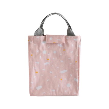 E.City 新款棉麻文青風手提保溫保冷袋  暖日粉  24 x 20 x 17cm  1個