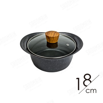 大理石七層不沾輕量雙耳湯鍋-附蓋(18cm) AG418 1.8L