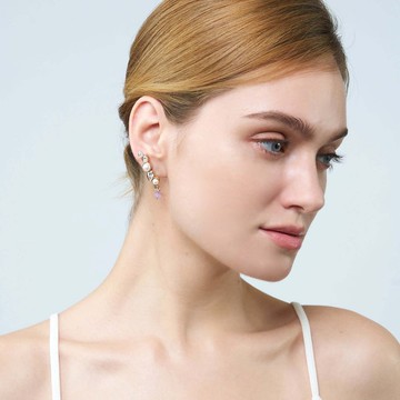 Feuille Kunzite Pearl Earring