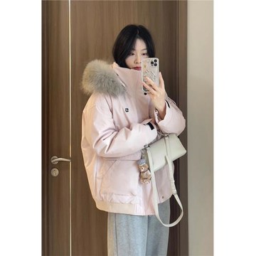 過冬白鴨絨派克連帽高級感工裝