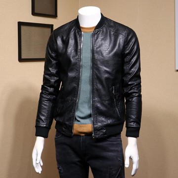 皮夾克男2025春季pu韓版修身潮流帥氣棒球領青年短款男士皮衣外套