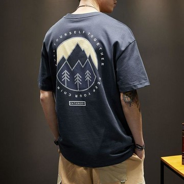 夏季復古短袖潮牌寬鬆體恤重磅純棉T恤男潮牌大碼上衣日系潮流0712