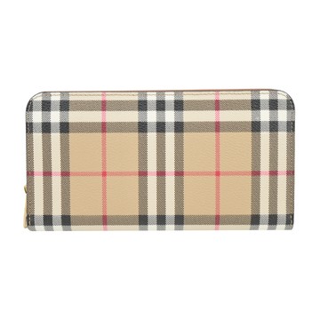 BURBERRY  Vintage 經典格紋帆布拉鍊長夾(典藏米色)_廠商直送