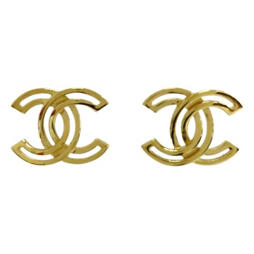 【二手名牌BRAND OFF】CHANEL 香奈兒 金色 金屬 鍍金 COCO 針式耳環