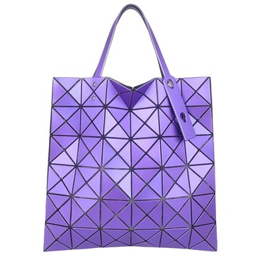ISSEY MIYAKE 三宅一生 BAOBAO 金屬紫色皮質三角格6x6肩背/手提包