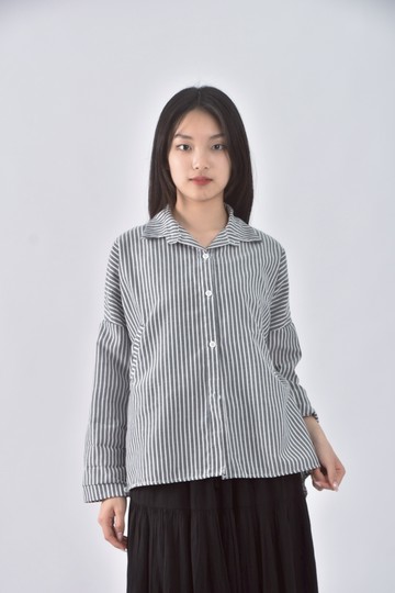 (F) eason shop質感直線條灰色襯衫上衣