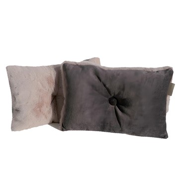 mooayou 絲絨枕頭  29 x 19 x 5cm  溫柔粉 + 炭灰色