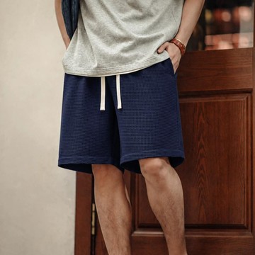 Wuluwear 美式復古廓形華夫格短褲cleanfit寬鬆直筒薄款透氣五分籃球褲五分褲男夏