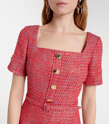 Carolina Herrera Cotton-blend lamé tweed midi dress