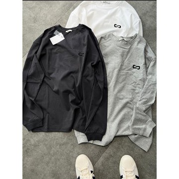 【STS】Basic Logo三色300G雙紗分割肩線百搭印花廓形長袖Tee潮流