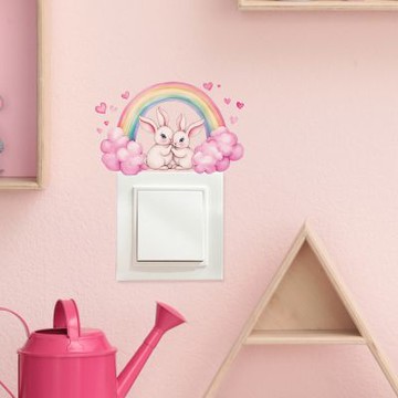 【MR.ZAKKA】創意萬用裝飾貼紙-動物主題 可愛彩虹小兔子 居家布置 DIY可移式壁貼 無痕壁貼 牆貼