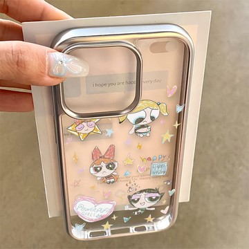 免運+隔日🚚電鍍鐳雕手機殼 鉛筆畫小女警 適用於蘋果17promax 16Pro 15plus14 13 1211防摔