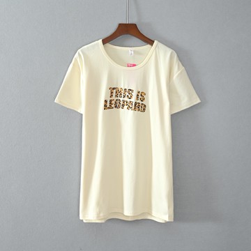 女裝短袖寬松圓領字母印花創意簡約T恤衫顯瘦氣質