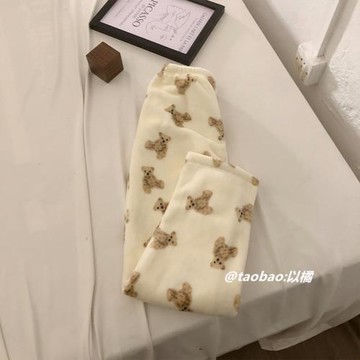 情侶睡衣男女款冬季加厚加絨小熊學生可愛新款網紅冬天珊瑚絨套裝