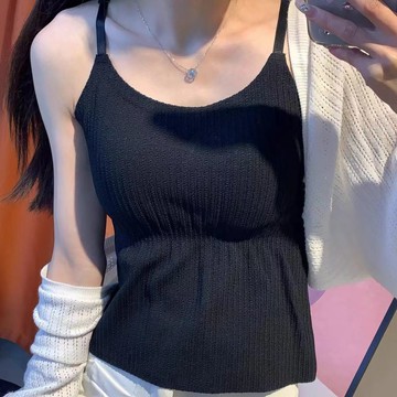 吊帶美背內衣女 背心 打底衫 上衣 抹胸 文胸 薄款顯瘦背心抹胸無痕文胸一體打底上衣女士秋冬女裝 簡約韓版衣服