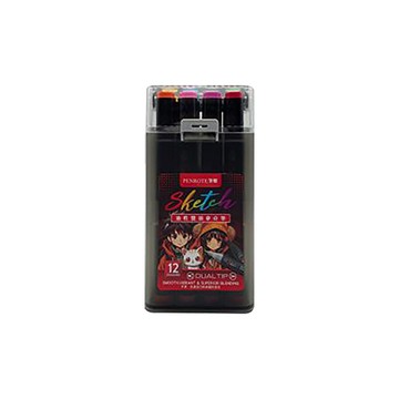 筆樂PENROTE Sketch油性雙頭麥克筆/PE1434/12色/盒