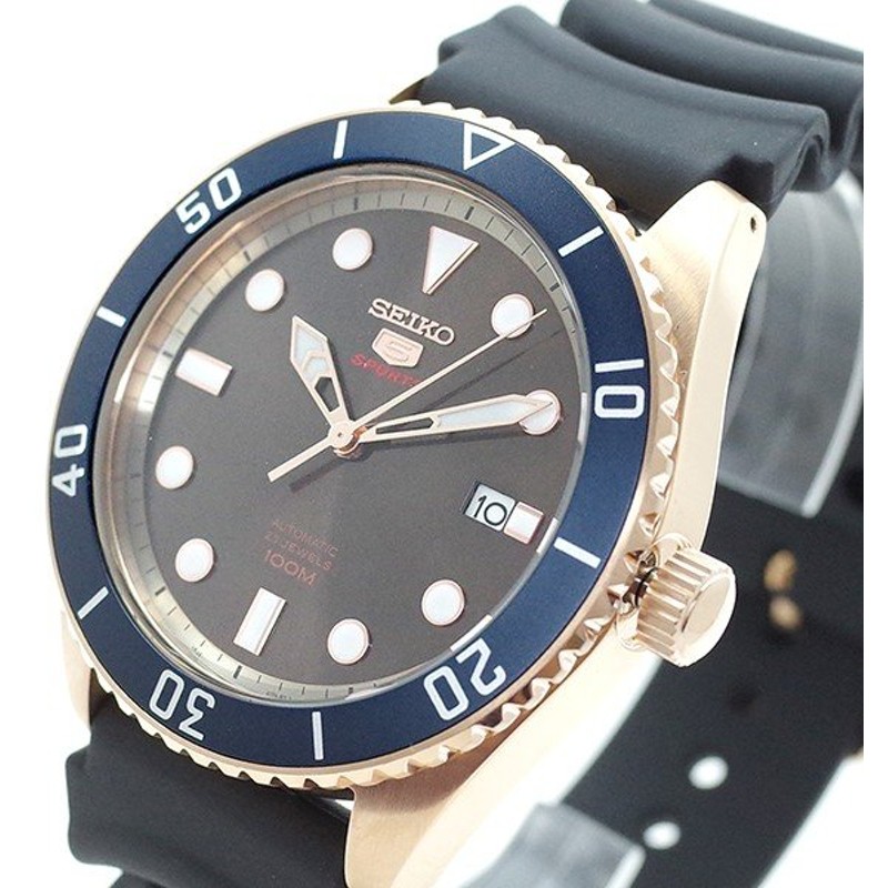 腕時計 メンズ セイコー Seiko 腕時計 メンズ Srpb96k1 Seiko5 自動巻き ピンクゴールド ブラック ステンレス ケース ラバー ベルト 通販 Lineポイント最大0 5 Get Lineショッピング