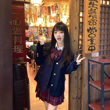 日系原創校供感圣研高西裝JK制服女學院風三粒扣紺色西服外套秋冬