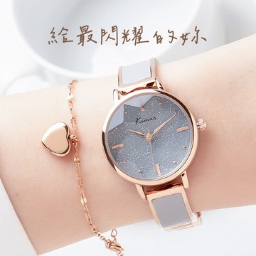 【RADIANT STAR】女人愛美愛自己銀河星空1+1獨家禮盒手錶鈦鋼手鍊二件組-灰面灰帶+玫金手鍊  畢業禮物 閨蜜禮 生日禮物 情人節禮物 送女友