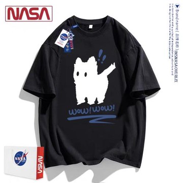 NASA官方旗艦貓咪圖案短袖t恤男女款夏季潮牌ins青少年印花上衣服
