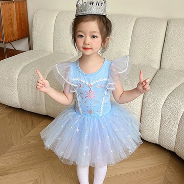 Princess - 短袖造型公主裙/芭蕾舞裙-冰雪女王-藍色