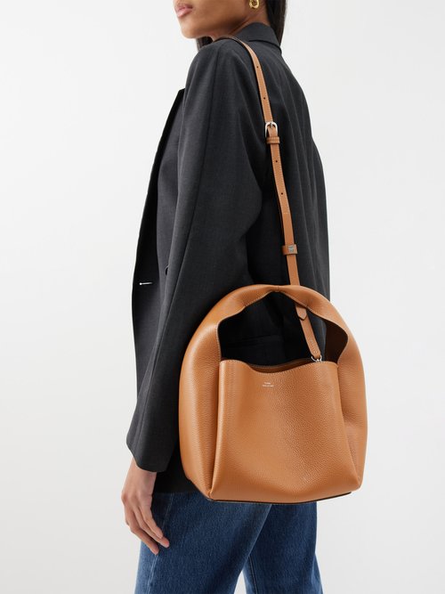 Toteme - Folded-handle Grained-leather Handbag - Womens - Tan
