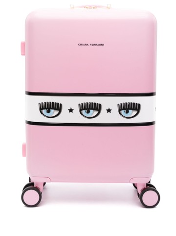Chiara Ferragni - Logomania Eyelike-motif luggage bag - women - Polyester/Acrylic - One Size - Pink