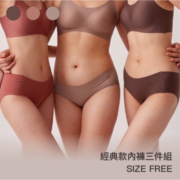 三件組【經典款】24HRS失憶內褲【經典款 大地色內褲包款組合】內褲 無痕內褲 女裝 三角褲 純色內褲