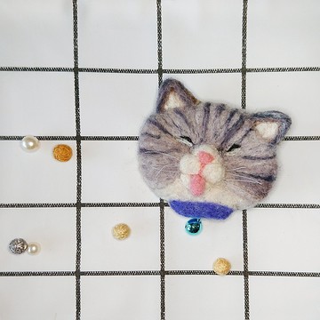 喵星人系列 羊毛氈 胸針 / 虎斑貓