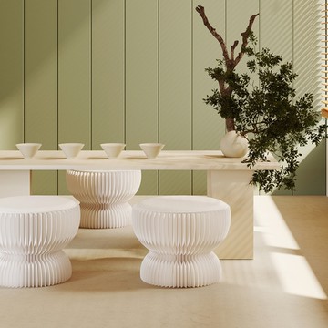 十八紙｜坐蓮凳-白色-28cm高