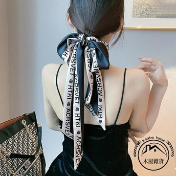 絲巾發帶女綁發森系超仙頭飾法式復古飄帶百搭條紋絲帶【木屋雜貨】