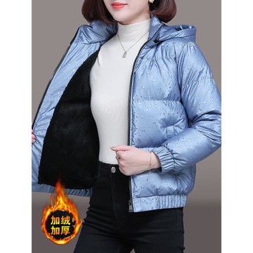 羽絨棉服女短款冬季2025新款時尚洋氣加絨棉衣大碼寬松亮面小棉襖