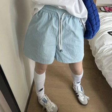 爆款直降價 休閒褲  短褲 睡褲女 薄款家居褲 美式ins潮牌多巴胺沙灘休閒短褲女夏裝寬鬆顯瘦薄款速幹運動褲子