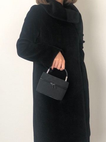 【 日本直送 名牌中古包 】GUCCI 古馳 GG緹花帆布 手提包 黑色 緹花織紋 化妝包 迷你包 vintage ddp5pe