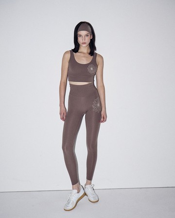 MARDI MERCREDI 高腰束身褲 咖啡色 經典小雛菊 淺粉花 BEURRE ULTIMATE COMFORT FULL LEGGINGS THEFLOWER