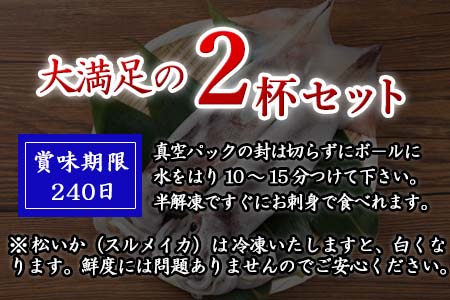 呼子のイカまるっと2杯 瞬間冷凍の旨さを呼子発でお届け 海鮮 スルメイカ 新鮮松いか