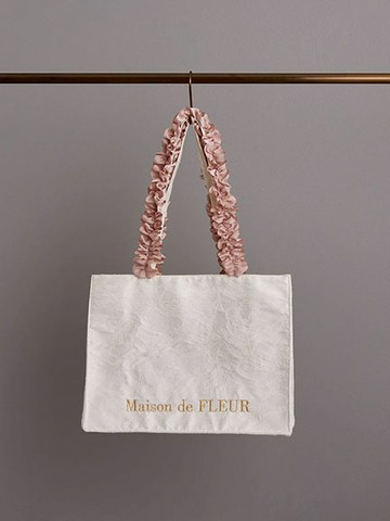 【WEB限定】典雅蕾絲荷葉褶邊方形手提包【M】(08000140300) - Maison de FLEUR
