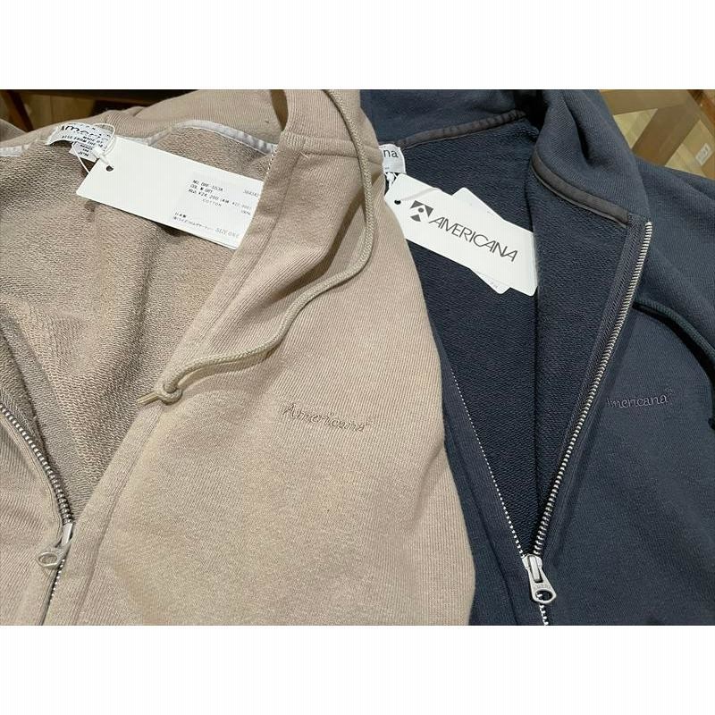 AMERICANA アメリカーナ テーパードロングジップフードスウェット BRF 