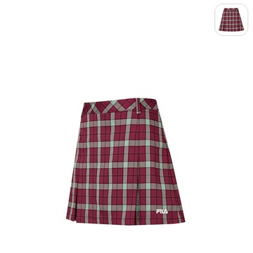 【FILA】女性 平織短裙(有安全褲)-深紅 5SKY-5735-RD