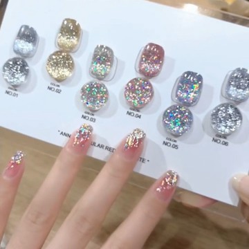 臺灣出貨✨美甲爆閃七彩指甲油亮片甲油膠2025璀璨流行新款美甲店專用甲油膠✨賣場精選