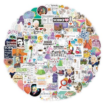 100張新款科學實驗室涂鴉貼紙筆記本電腦平板吉他水瓶玻璃水杯電動車頭盔手賬滑板行李箱個性裝飾防水貼畫diy
