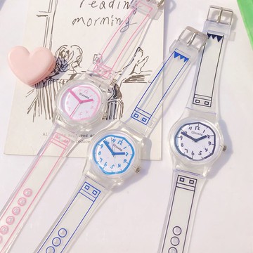 新款果凍糖果色學院風手表兒童女孩男孩初中少女學生可愛韓版簡約