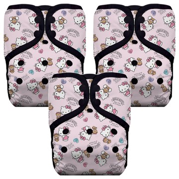 THiRSTiES 有機棉壓扣成長型口袋式布尿布 SANRIO聯名款 4~18kg  Hello Kitty Dear Bear  3件