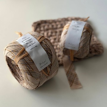 升級再造的織物紗線  格倫格子 米色 M