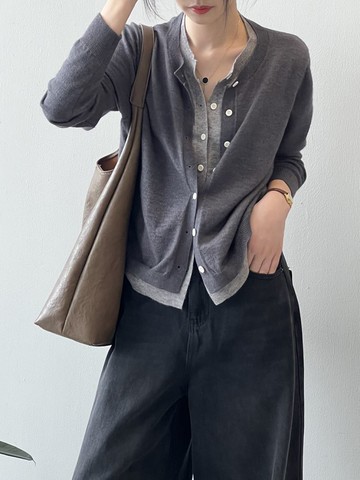 拼色圓領假兩件針織衫毛衣外套上衣女【83-14-850603-25】ibella 艾貝拉