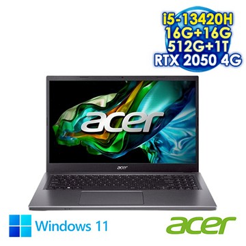 ACER Aspire 5 A515-58GM-59KT 灰 15.6吋筆電 (FHD IPS/Intel i5-13420H/16G+16G DDR4/512G+1T PCIE SS