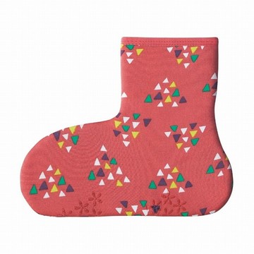 日本 Poka 保暖襪-三角形粉 短襪 裏起毛 襪套 室內拖鞋 防滑鞋底 襪子 地板襪【南風百貨】